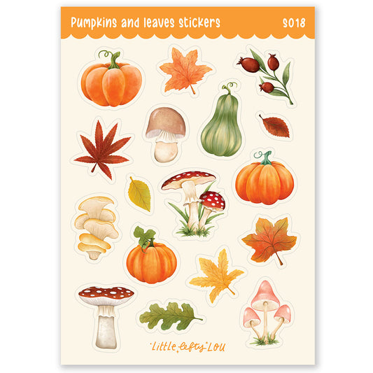 Pumpkins & Leaves Stickers (S018)